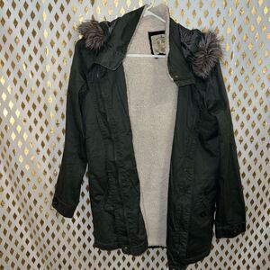 Ci Sono green coat for hooded Sherpa fluffy size L